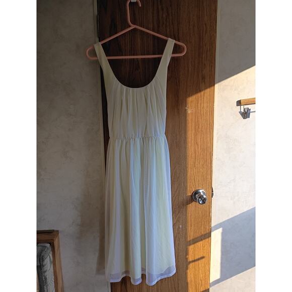 Calvin Klein Yellow Mesh Bow Back Dress XS S Coquette Soft Girl Chiffon Romantic - Picture 8 of 13